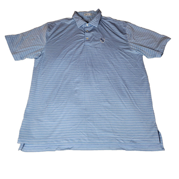 Peter Millar Polo Shirt Mens Blue Size XL Preppy Button Down Golf Striped Sports - Picture 1 of 15